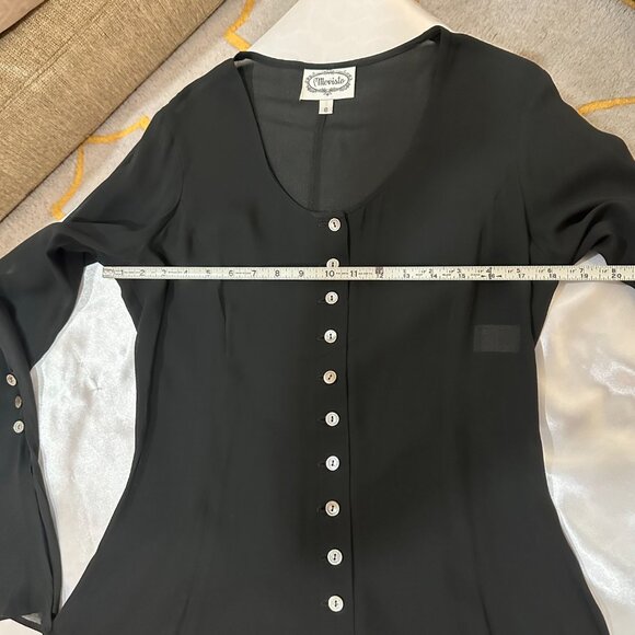 Vintage Mevisto Black Sheer Long Sleeve Dress, Size 8 - Picture 11 of 16
